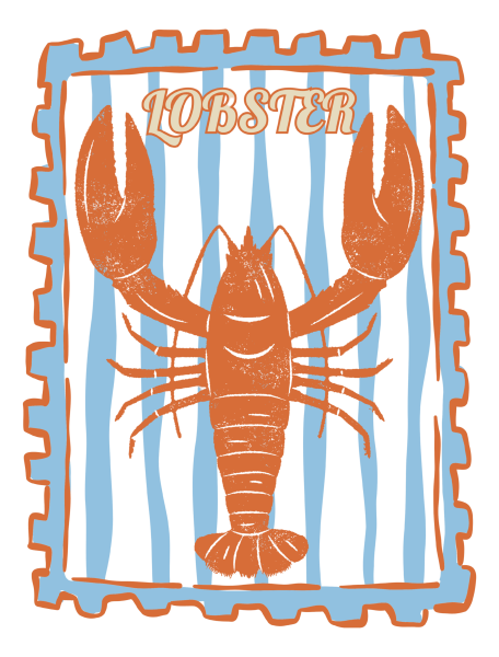 Bügelbild Lobster Blau